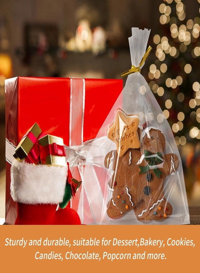 Augshy Cellophane Treat Bags, 300 Pcs 5x7 Inches Treat Cello Bags for lollipop with 320 Twist Ties, 1.4 mils Thickness OPP Plastic Bags for Packaging Candies, Dessert, Bakery, Cookies, Chocolate - Image 3